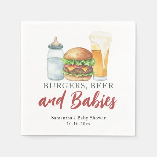 Babys, Burgers und Beer Baby Dusche Serviette (Vorderseite)