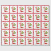 Baby's Cherry First Red Gingham Birthday Geschenkpapier (Flach)