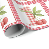 Baby's Cherry First Red Gingham Birthday Geschenkpapier (Rolleneckpunkt)