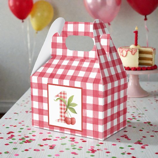 Baby's Cherry First Red Gingham Birthday Geschenkschachtel