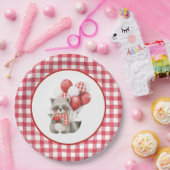 Baby's Cherry First Red Gingham Birthday Pappteller (Party)