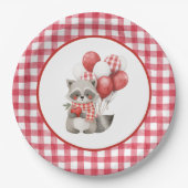 Baby's Cherry First Red Gingham Birthday Pappteller (Vorderseite)