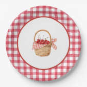 Baby's Cherry First Red Gingham Birthday Pappteller (Vorderseite)