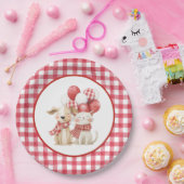 Baby's Cherry First Red Gingham Birthday Pappteller (Party)