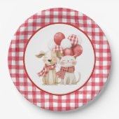 Baby's Cherry First Red Gingham Birthday Pappteller (Vorderseite)