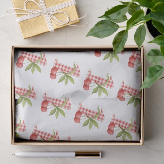 Baby's Cherry First Red Gingham Birthday Seidenpapier (Geschenk)