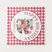 Baby's Cherry First Red Gingham Geburtstag Wandteppich (Vorderseite (Horizontal))