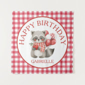 Baby's Cherry First Red Gingham Geburtstag Wandteppich (Vorderseite)