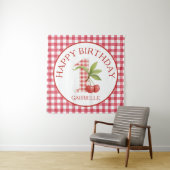 Baby's Cherry First Red Gingham Geburtstag  Wandteppich (Beispiel)