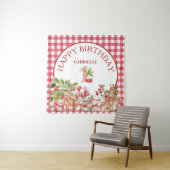 Baby's Cherry First Red Gingham Geburtstag  Wandteppich (Beispiel)