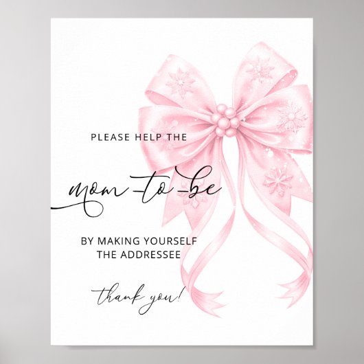 Baby's Cold Bow Baby Shower Adresse a Envelope Poster (Vorne)