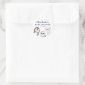 Baby's Cold Outdoor Arctic Animals Baby Shower Runder Aufkleber (Tasche)