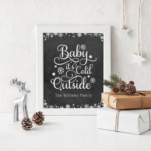 Baby's Cold Outdoor Black Chalkboard Urlaub Poster