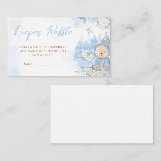 Baby's Cold Outdoor Blue Bear Diaper Raffle Begleitkarte (Vorne/Hinten)