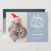 Baby's Cold Outdoor Blue Foto Holiday Birth Ankündigung (Vorne/Hinten)