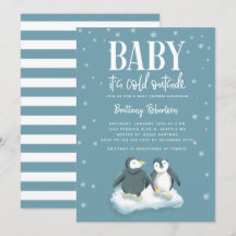 Baby's Cold Outdoor Blue Pinguins Baby Dusche