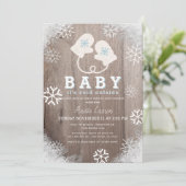 Baby's Cold Outdoor Blue Virtual Baby Dusche Einladung (Stehend Vorderseite)