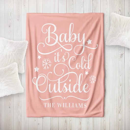 Baby's Cold Outdoor Blush Script Familienurlaub Fleecedecke