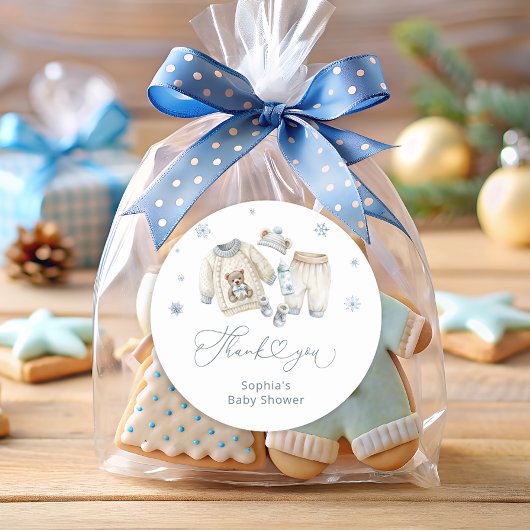 Baby's Cold Outdoor Boy Baby Dusche Danke Runder Aufkleber