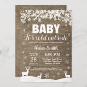 Baby's Cold Outdoor Deer Winter Baby Dusche Einladung (Vorne/Hinten)