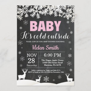 Baby's Cold Outdoor Deer Winter Girl Babydusche Einladung
