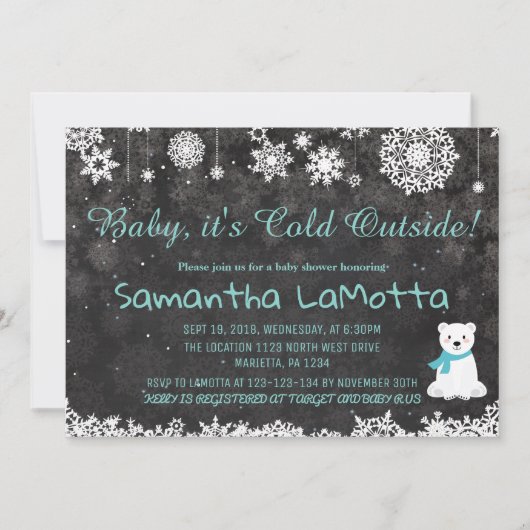 Baby's Cold Outdoor Eisbärendusche Einladung (Vorderseite)