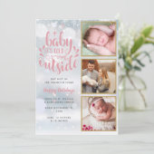 Baby's Cold Outdoor Fotos Girl Holiday Birth an Ankündigung (Stehend Vorderseite)