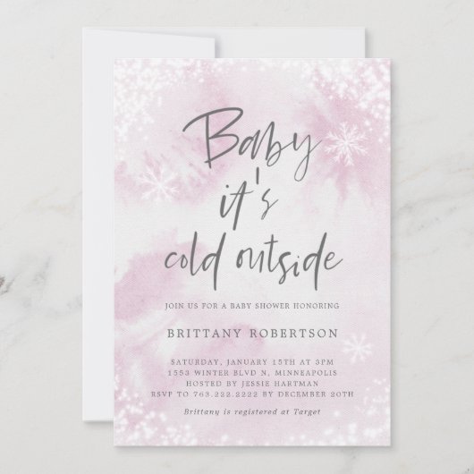 Baby's Cold Outdoor Girl Baby Dusche Einladung (Vorderseite)