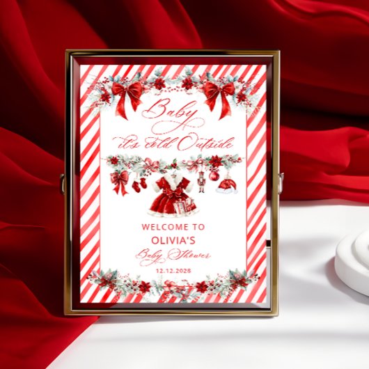 Baby's Cold Outdoor Girl Baby Dusche Willkommen Poster