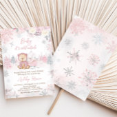 Baby's Cold Outdoor Girl Bear Baby Shower Einladung