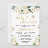 Baby's Cold Outdoor Gold Floral Baby Dusche Einladung (Vorderseite)