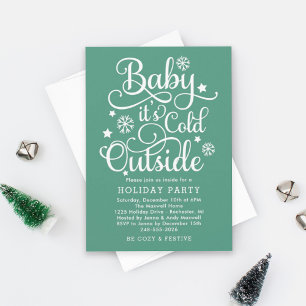 Baby's Cold Outdoor Green Holiday Party Einladung