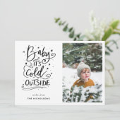 Baby's Cold Outdoor Handgeschriebenes Script-Foto Einladung (Stehend Vorderseite)