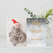 Baby's Cold Outdoor Holiday 2 Foto Birth Ankündigung (Stehend Vorderseite)