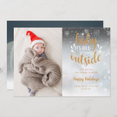 Baby's Cold Outdoor Holiday 2 Foto Birth Ankündigung (Vorne/Hinten)