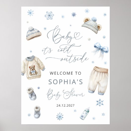 Baby's Cold Outdoor Kleidung Baby Dusche Empfang Poster (Vorne)