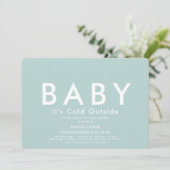 Baby's Cold Outdoor Minimalistisch Blue Baby Dusch Einladung (Stehend Vorderseite)