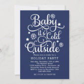 Baby's Cold Outdoor Navy Blue Holiday Party Einladung (Vorderseite)