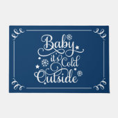 Baby's Cold Outdoor Navy Blue Script Holiday Fußmatte (Vorderseite)