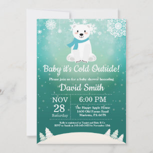 Baby's Cold Outdoor Polar Bear Baby Dusche Einladung