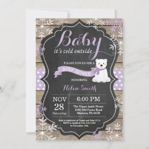 Baby's Cold Outdoor Polar Bear Girl Baby Showroom Einladung