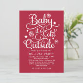 Baby's Cold Outdoor Red Holiday Party Einladung (Stehend Vorderseite)