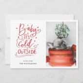 Baby's Cold Outdoor Red Script Foto Einladung (Vorderseite)
