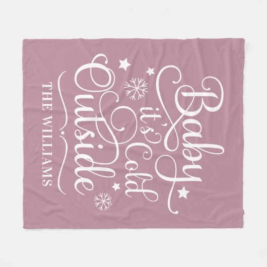 Baby's Cold Outdoor Rose Script Family Holiday Fleecedecke (Vorderseite (Horizontal))
