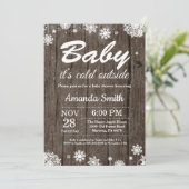 Baby's Cold Outdoor Rustic Winter Baby Dusche Einladung (Stehend Vorderseite)