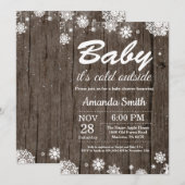 Baby's Cold Outdoor Rustic Winter Baby Dusche Einladung (Vorne/Hinten)