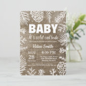 Baby's Cold Outdoor Rustic Winter Baby Dusche Einladung (Stehend Vorderseite)