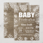 Baby's Cold Outdoor Rustic Winter Baby Dusche Einladung (Vorne/Hinten)