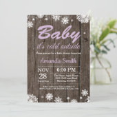 Baby's Cold Outdoor Rustic Winter Baby Dusche Einladung (Stehend Vorderseite)