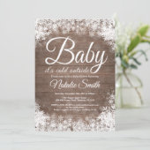 Baby's Cold Outdoor Snowflake Babydusche Einladung (Stehend Vorderseite)